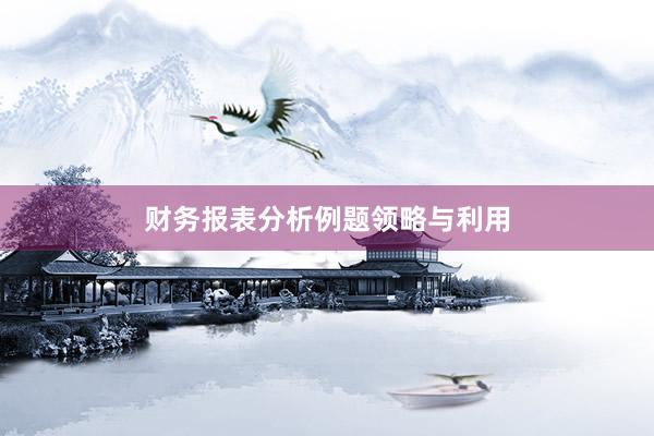 财务报表分析例题领略与利用